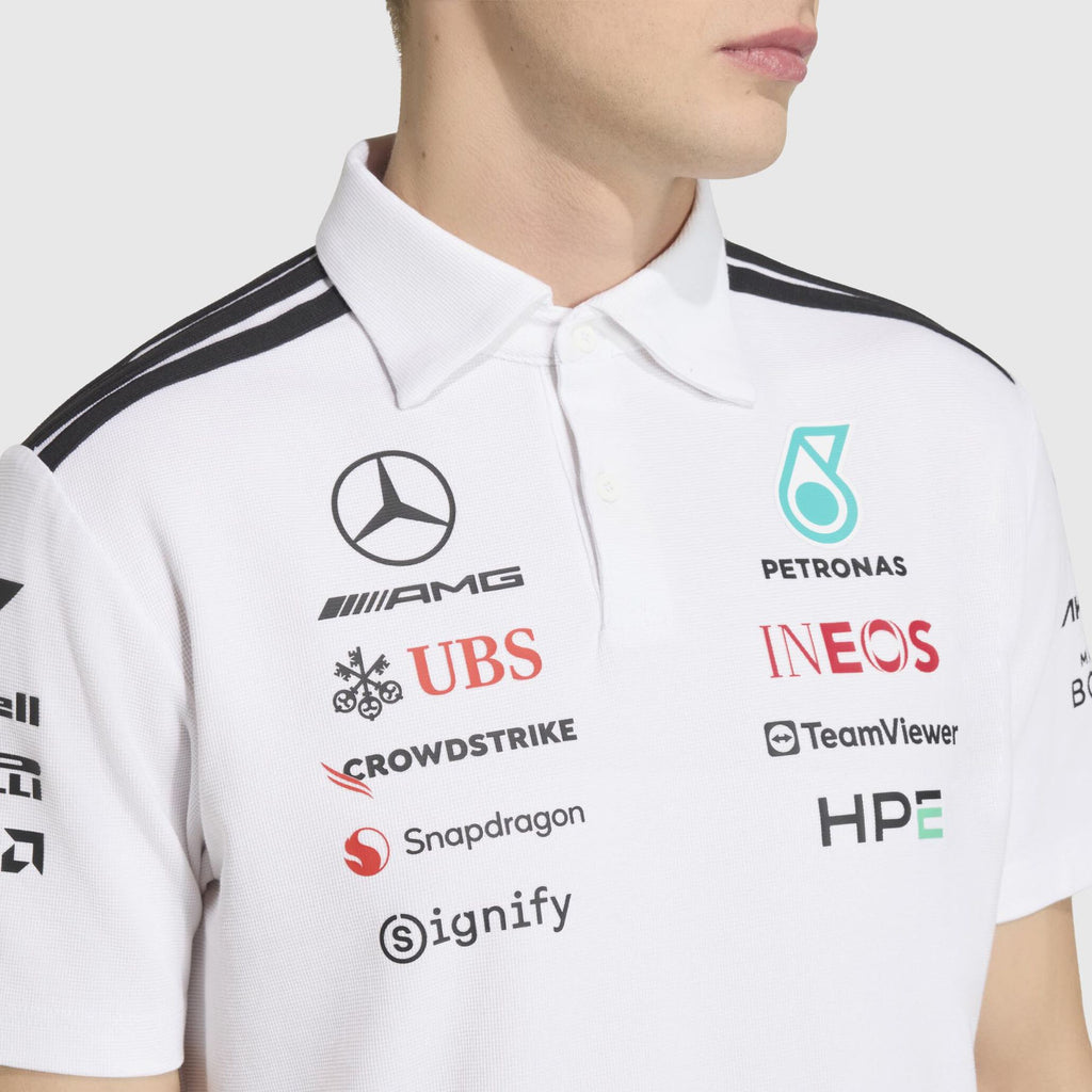 Playera Polo Mercedes-AMG Petronas F1 Team 2026 Oficial Blanca
