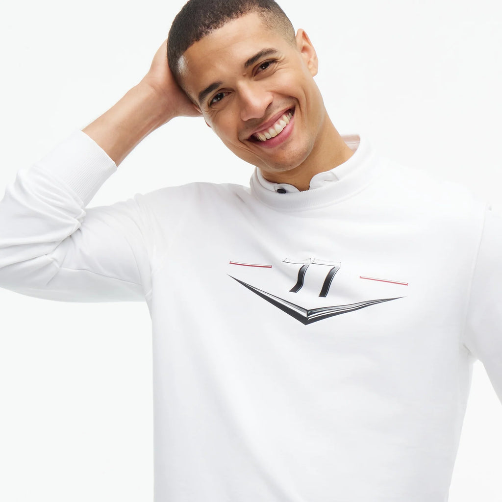 Sudadera Crewneck Tommy x Cadillac F1 Driver Chevron Blanca