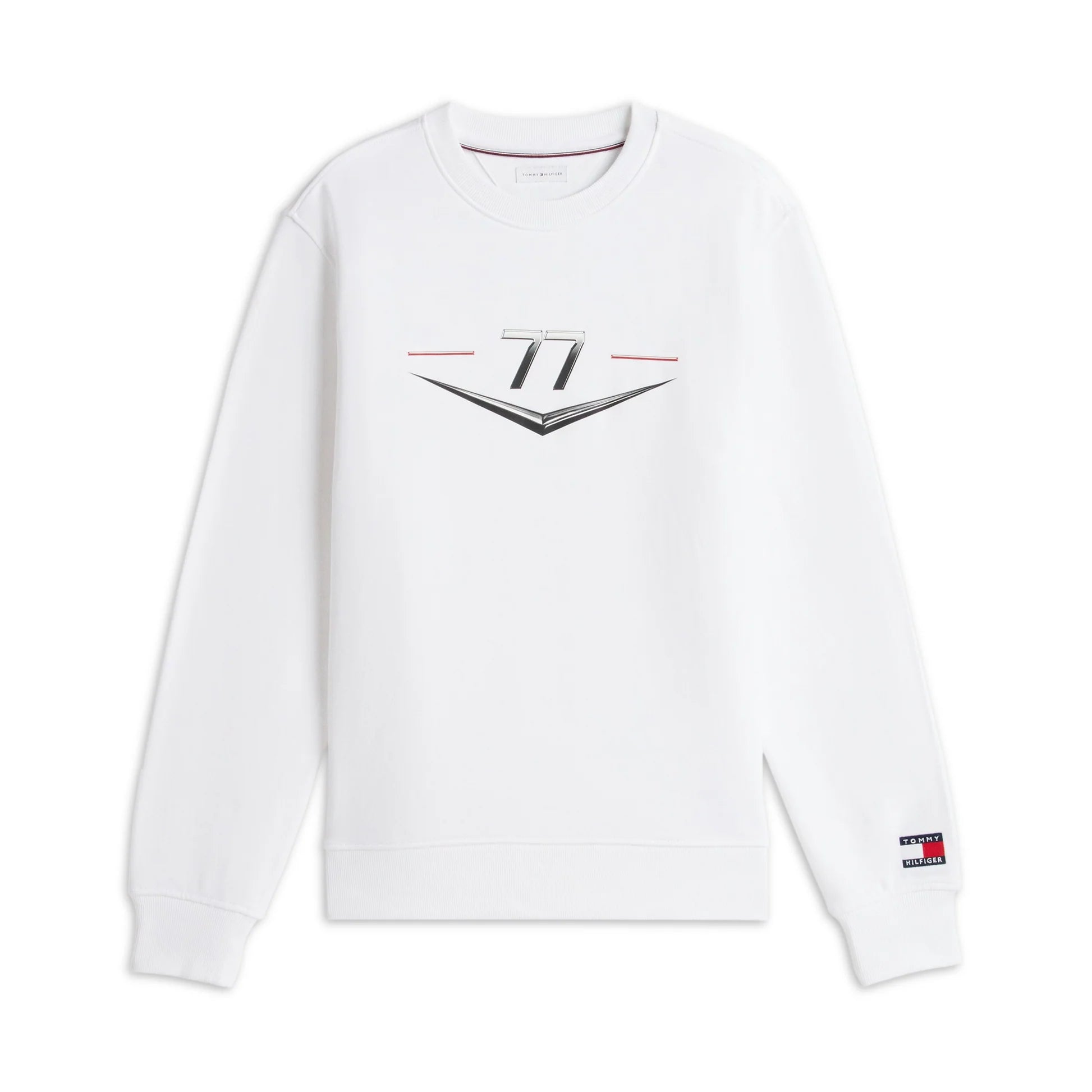Sudadera Crewneck Tommy x Cadillac F1 Driver Chevron Blanca