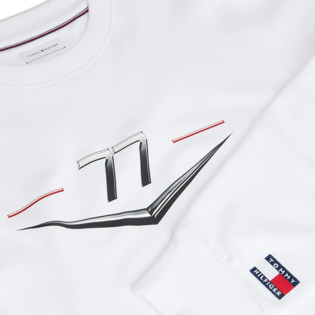 Sudadera Crewneck Tommy x Cadillac F1 Driver Chevron Blanca