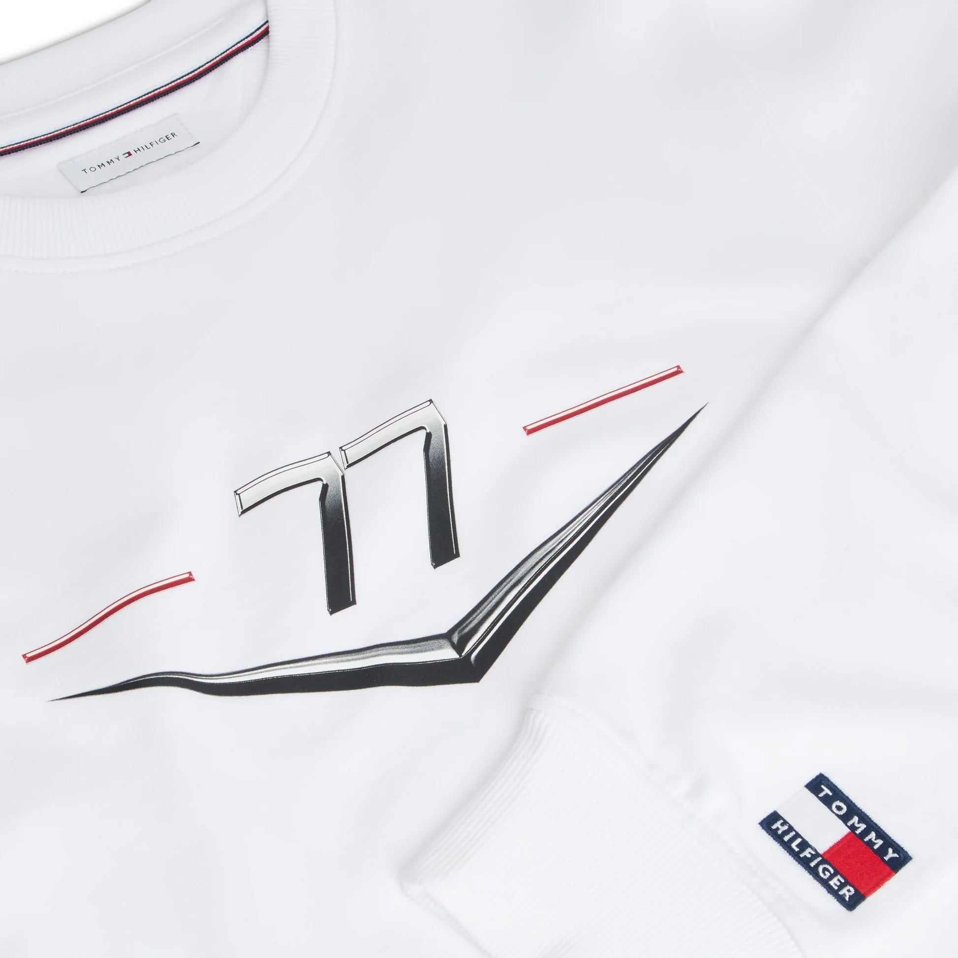 Sudadera Crewneck Tommy x Cadillac F1 Driver Chevron Blanca