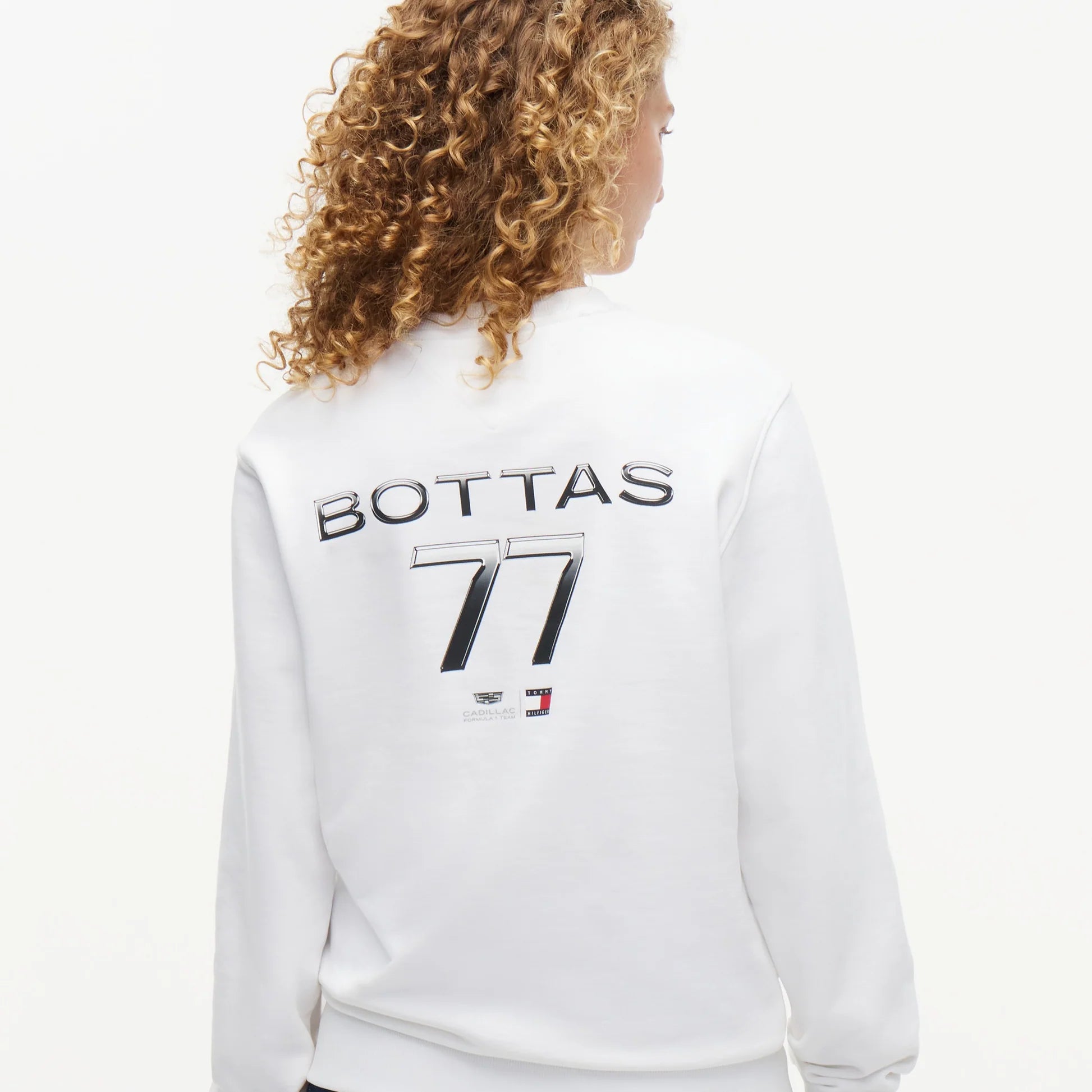 Sudadera Crewneck Tommy x Cadillac F1 Driver Chevron Blanca