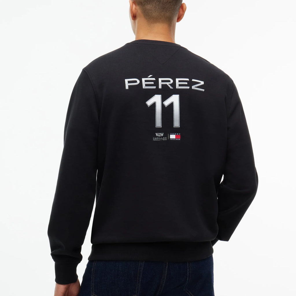 Sudadera Crewneck Tommy x Cadillac F1 Driver Chevron Negra