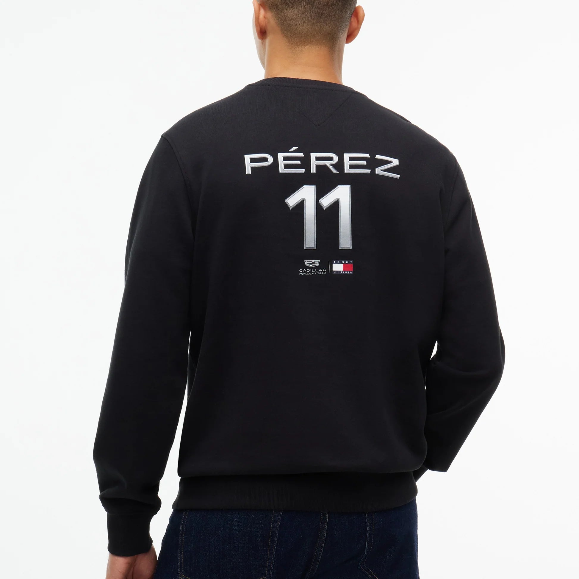 Sudadera Crewneck Tommy x Cadillac F1 Driver Chevron Negra