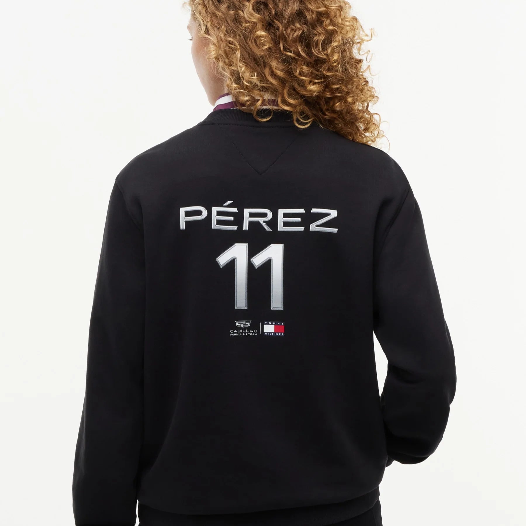 Sudadera Crewneck Tommy x Cadillac F1 Driver Chevron Negra