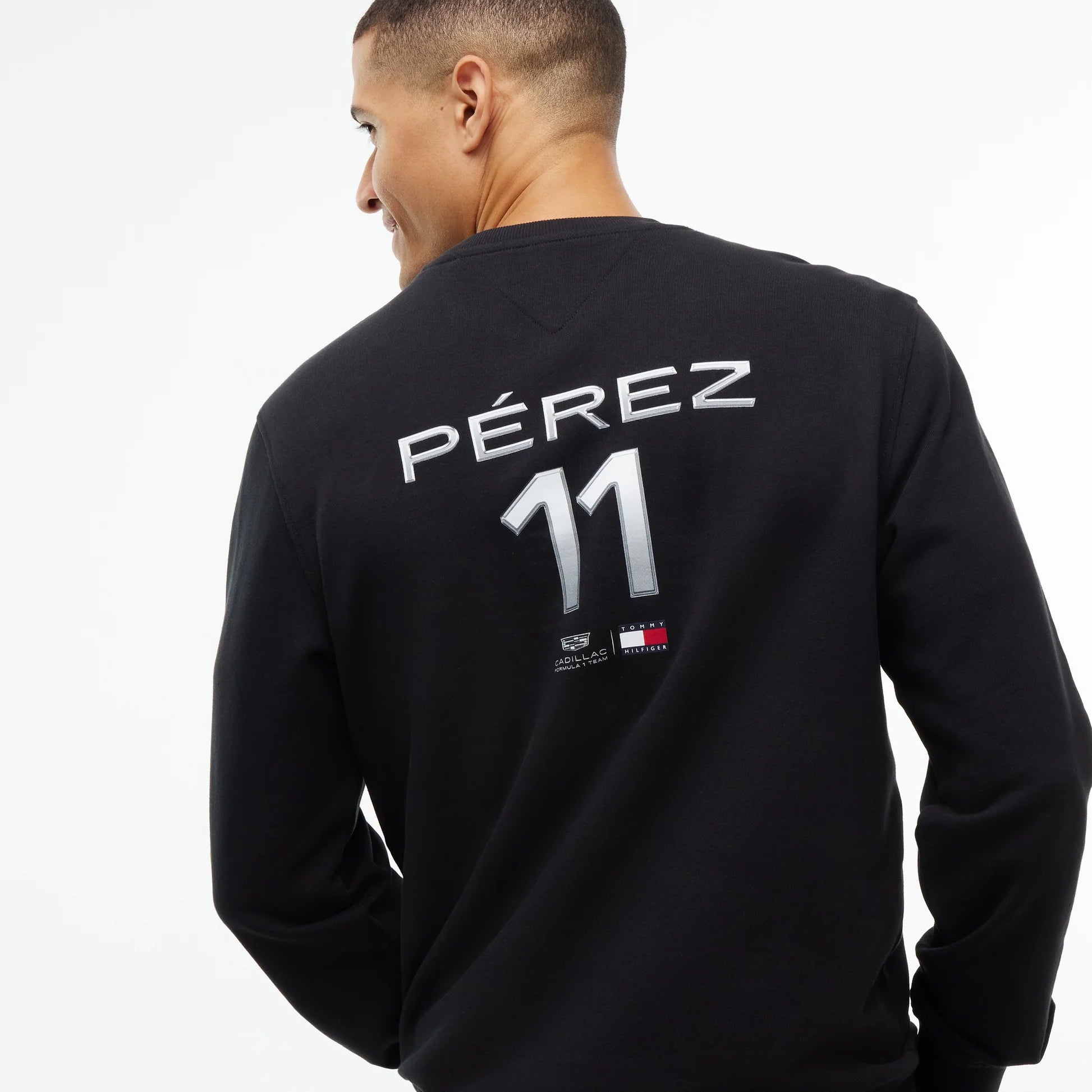 Sudadera Crewneck Tommy x Cadillac F1 Driver Chevron Negra