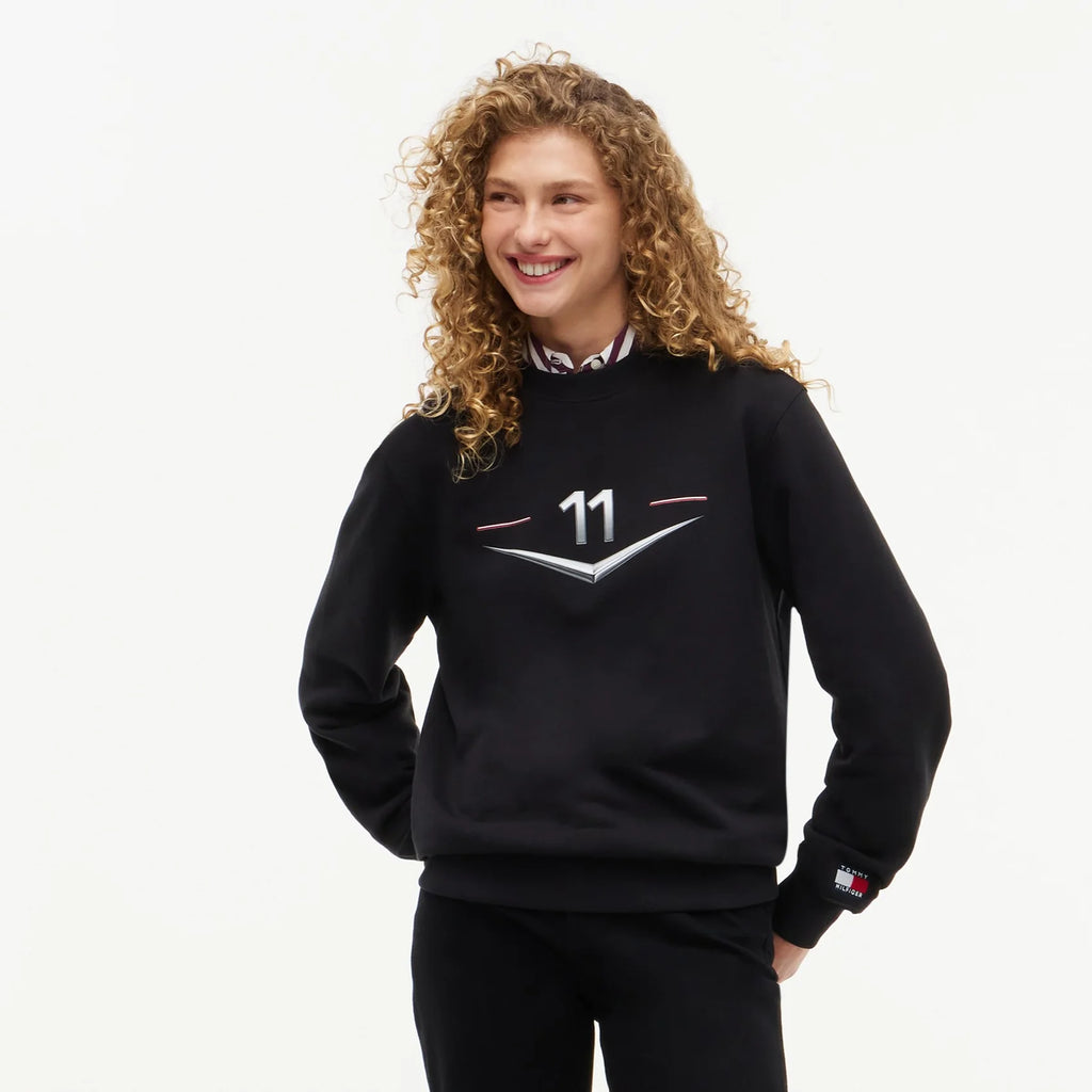 Sudadera Crewneck Tommy x Cadillac F1 Driver Chevron Negra