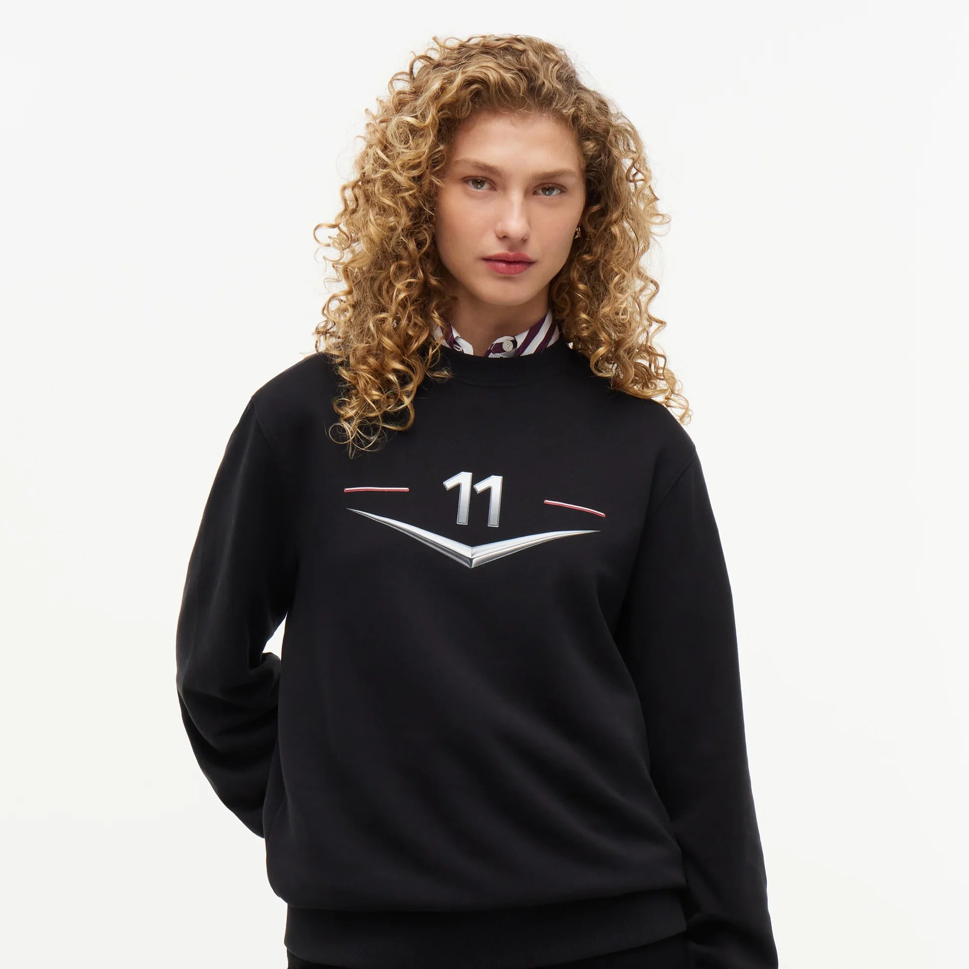 Sudadera Crewneck Tommy x Cadillac F1 Driver Chevron Negra